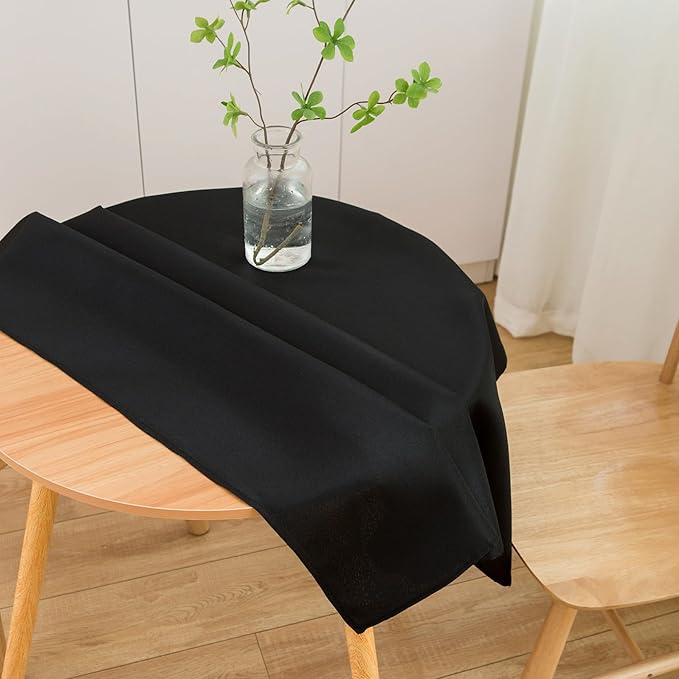 sancua Small Square Tablecloth 36 x 36 Inch Black, Stain and Wrinkle Resistant Washable Polyester Table Cloth for Dining Buffet Party Decorative Fabric Table Cover for Nightstand End Bedside Tables-Ruum Studio Home