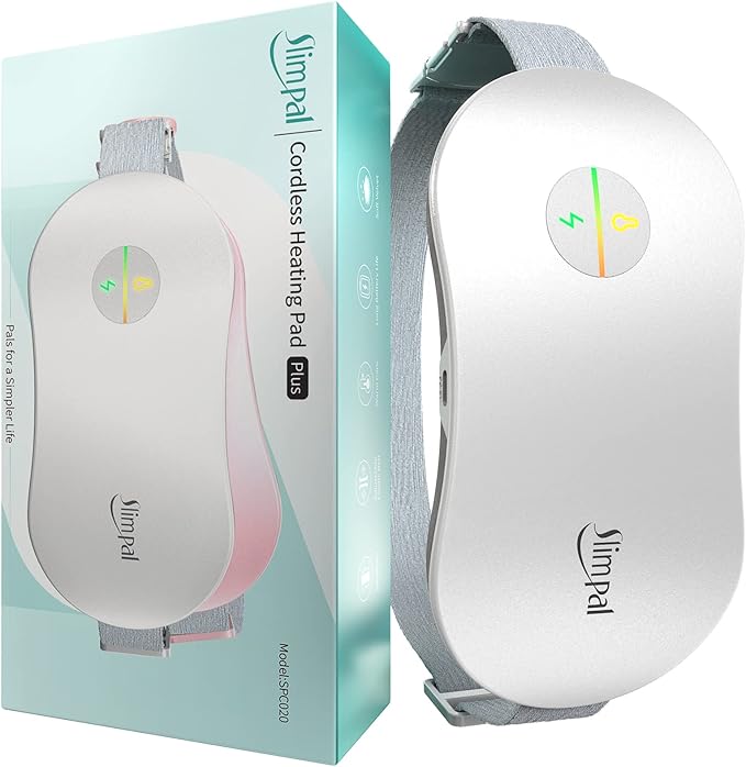 Slimpal Heating Pad for Period Cramps, Portable Cordless Electric Heating Pad for Menstrual Pain Relief Heat Belt, Rechargeable Wearable Heat Pad Gifts for Her Women Girl Wife Girlfriend, White-Ruum Studio Home