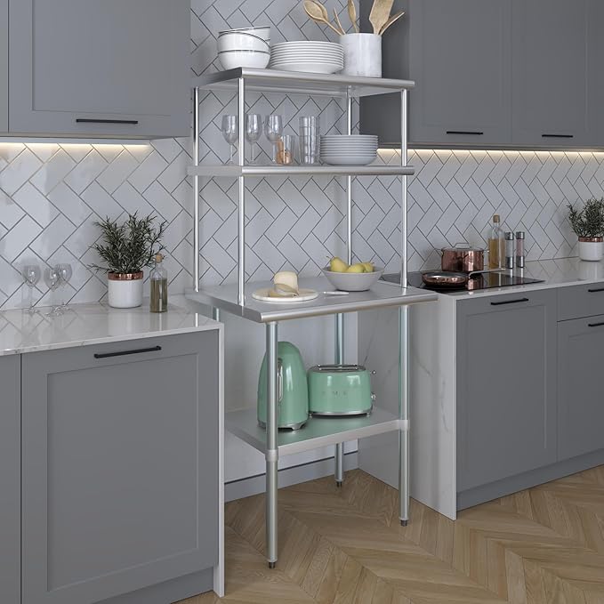 AmGood Double OverShelf Stainless Steel NSF - Many (30" Long x 18" Deep)-Ruum Studio Home