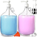 2 Pack Gallon Glass Pump Bottle Dispensers with 3 Pumps and 2 Airtight Lids, Laundry Soap Dispensers with 1 Funnel, Liquid Laundry Detergent Dispensers for Fabric Softener, Shampoo, Body Wash-Ruum Studio Home