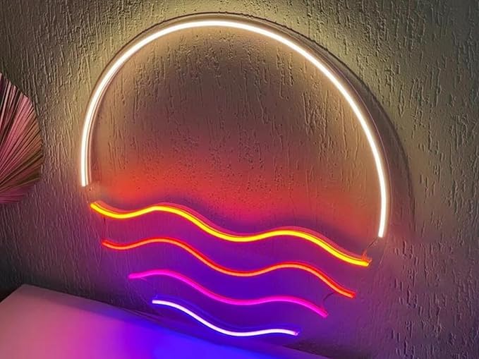 LED Decorative Lights USB Mountains Sunrise Sunset Led Neon Signs Home Decoration Wall Art Holiday Gift Brightness Adjustable 15''x15''-Ruum Studio Home