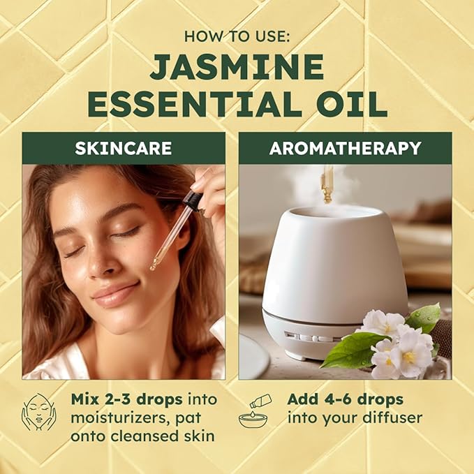 Kukka Jasmine Essential Oil for Diffuser - 4 Fl Oz - 100% Pure Natural Jasmine Oil for Skin, Hair & Soap Making Scents - A Great Relaxing Floral Addition for Hair Care & Perfume-Ruum Studio Home