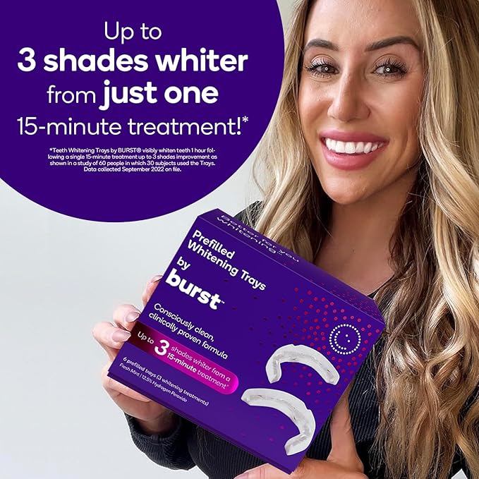 BURST Sensitive Teeth Friendly Whitening Kit | 3 Treatments with 12.5% Hydrogen Peroxide | Up to 3 Shades Whiter After First Use | Prefilled Gel Trays-Ruum Studio Home
