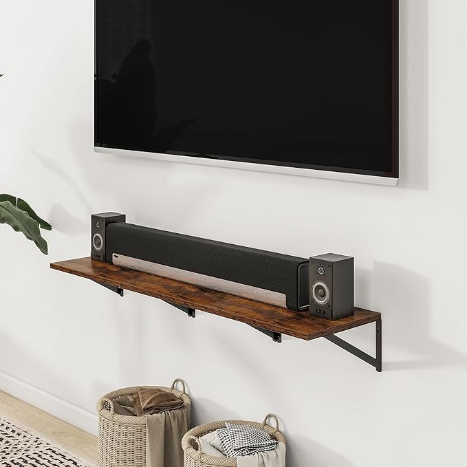Heimlove Deep Floating Shelves for Wall, 12 Inch Deep Floating Shelves Set of 3, 16W x 12D Wood Wall Shelves, Wide Shelves with Metal Bracket for Living Room, Kitchen, Office, Bedroom - Rustic Brown-Ruum Studio Home
