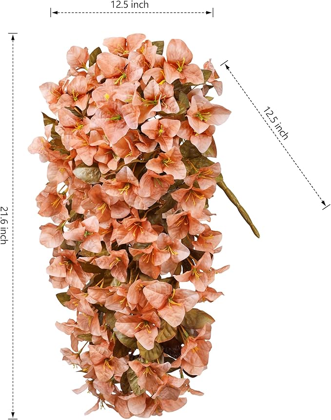 Bougainvillea Artificial Flowers Plants for Outdoors Outside Fall Autumn Decoration, 2 pcs Faux Silk Long Trailing Vines UV Resistant Look Real Brown Fake Flowers for Front Door Porch Planter Urn Yard-Ruum Studio Home