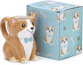 Burton Corgi Coffee Mug with Gift Box, Brown Porcelain Ceramic Cup with Handle, 10 oz Capacity-Ruum Studio Home