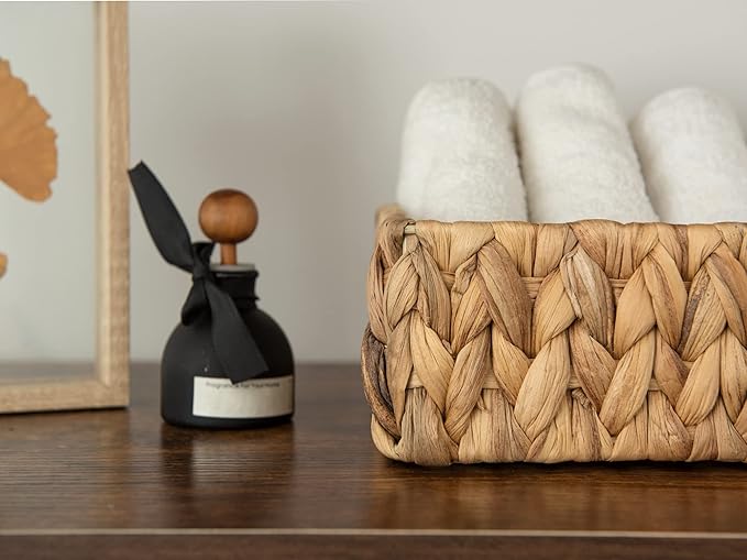 StorageWorks Water Hyacinth Baskets, Small Wicker Baskets for Organizing in Kitchen and Bathroom, 2-Pack-Ruum Studio Home