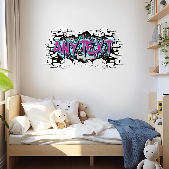 Personalized Gamer Name Decal Graffiti Wall Art Custom Personalized Boys Room Stickers Decals and Stickers for Nursery, Room Decor, Peel & Stick Name Decals for Walls-Ruum Studio Home