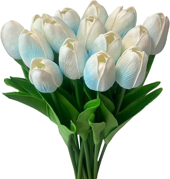 15 Pcs Fake Tulips Artificial Flowers Real Touch PU Faux Flowers Tulip Stems for Wedding Bouquet Floral Arrangement Home Party Office Decorations Mother's Day-Ruum Studio Home