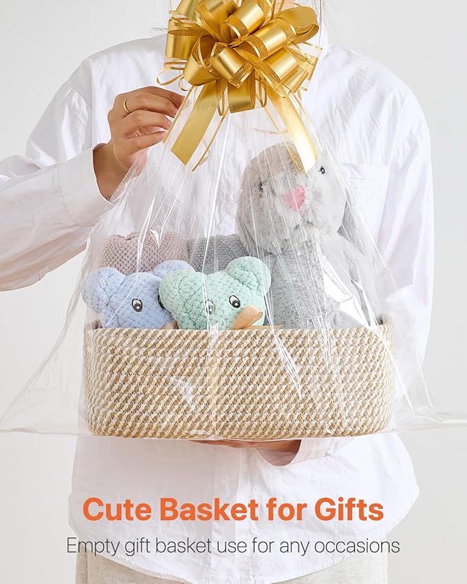 Small Woven Basket, 12 x 8 x 4.5 Inches, Storage Basket for Organizing, Cute Small Rope Shelf Closet Cube Storage Bins Baskets for Shelves, Dog Toy Gift Baskets Empty, 3 Pack Brown-Ruum Studio Home