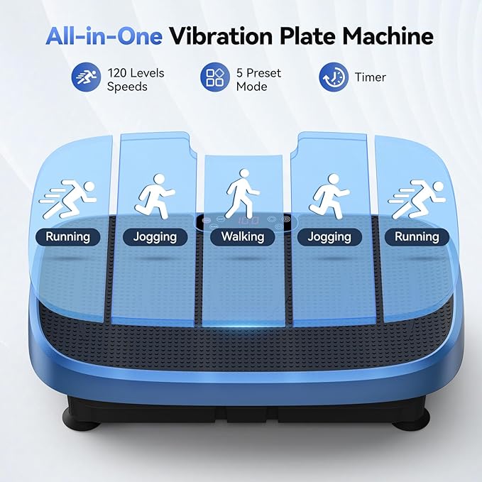 Vibration Plate Exercise Machine - 330lbs Weight Capacity, 120 Speed Levels, 5 Program Modes - Full Body Workout for Home Fitness, Toning & Wellness, LED Display, Low Noise Motor-Ruum Studio Home