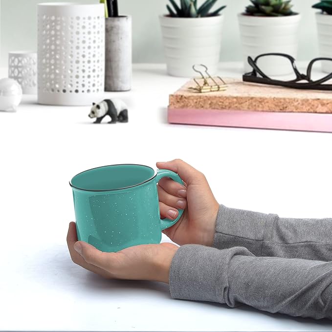 DISCOUNT PROMOS Ceramic Campfire Coffee Mugs 13 oz. Set of 10, Bulk Pack - Perfect for Tea, Espresso, Cappuccino, Hot Cocoa - Mint-Ruum Studio Home