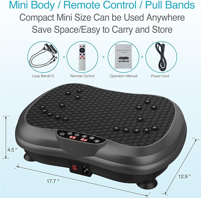 AXV Vibration Plate Exercise Machine Whole Body Workout Portable Mini Vibrate Fitness Platform Lymphatic Drainage Machine for Weight Loss Shaping Toning Wellness Home Gyms Workout (Mini)-Ruum Studio Home