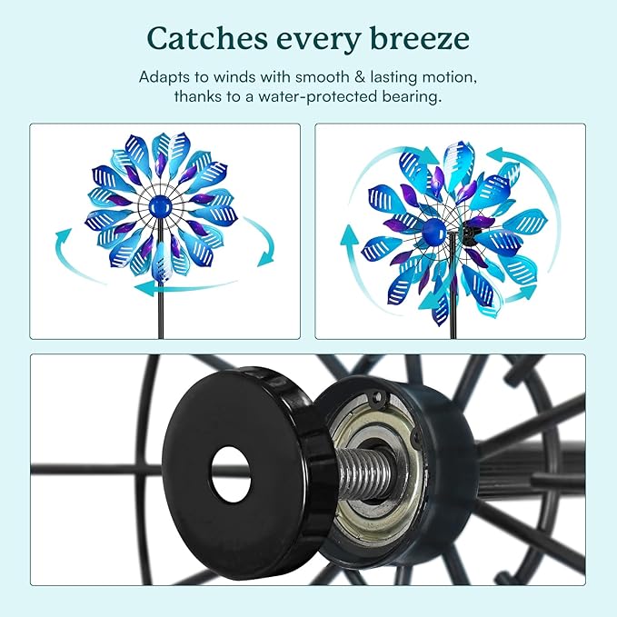 Wind Spinners for Yard and Garden, 84" Wind Spinners Outdoor Metal Extra Large, Wind Sculptures & Spinners with Stake, Yard Art Garden Decor Gift for Family-Ruum Studio Home