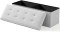 Storage Ottoman Bench, Folding Ottoman Foot Rest, End of Bed Bench,Storage Chest, for Living Room, Bedroom, Hallway, Entryway, Holds up to 700 lb (Light GREY1, 43")-Ruum Studio Home