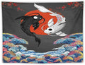Houselerax Japanese Koi Fish Tapestries, Yin Yang Big Wave Cherry Blossom Tapestry Wall Hanging for Bedroom Living Room Office Decor 90"x60"-Ruum Studio Home