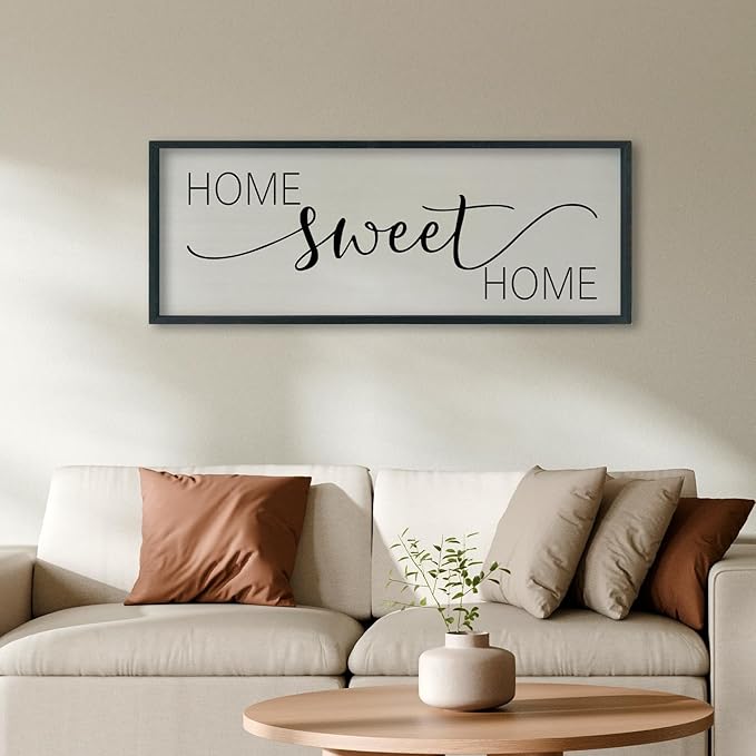 SRSZHIYUE Home Sweet Home Sign 40"x15" for Farmhouse Rustic Large Family Living Room Over Couch Modern Horizontal Wall Decor, Wood Framed Plaques Art Decorative (Black)-Ruum Studio Home