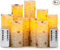 Flameless Flickering LED Candles with Birch Bark Effect - Set of 9 Battery-Operated Real Wax Pillar Candles with 10-Key Remote Control - 2/4/6/8 Hour Timer-Ruum Studio Home