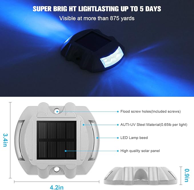 VOLISUN Solar Deck/Dock Lights, 20-Pack Led IP67 Waterproof Outdoor Warning Step Lights for Driveway Sidewalk Garden Pathway Yard (Blue)-Ruum Studio Home