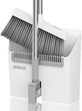 JOYMOOP White Broom and Dustpan Set, Upright Angle Design with Built-in Comb Teeth for Kitchen, Office, Pet Hair, Hard Floors-Ruum Studio Home