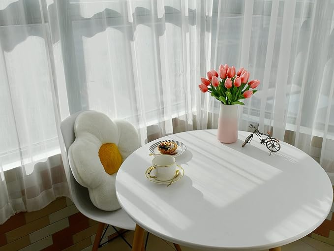 Mandy's Artificial Tulips 20 Stems Coral PU Faux Flowers for Wedding Home Decor 13.5 Inch-Ruum Studio Home