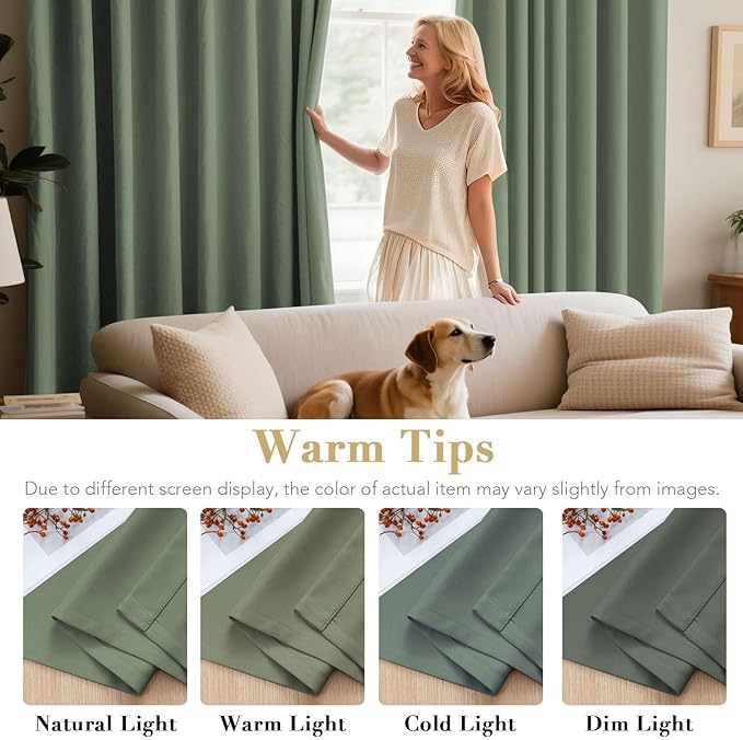 H.VERSAILTEX Room Darkening Curtains for Living Room Light Reducing Thermal Insulated Window Treatment Panels/Drapes Grommet Top 2 Panels Green Bay - 52 x 72 Inches-Ruum Studio Home
