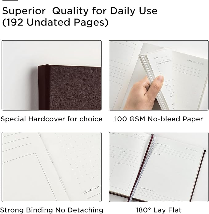 And Per Se Wellness Journal, Undated Daily Wellness Planner to Practice Positive Thinking, Mindfulness & Reflection, 91 Days Self-Care Journal For Women & Men (Black)-Ruum Studio Home