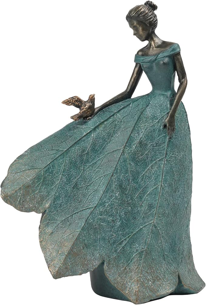 Guichifun Fairy Statue Collection Home Decoration - Leaf Angel Girls Resin Home Garden Decor for Outside or Inside Rustic Fairy Garden Outdoor Yard Figurines Gifts for Women 8.5 x 5.25 x 12 Inch-Ruum Studio Home