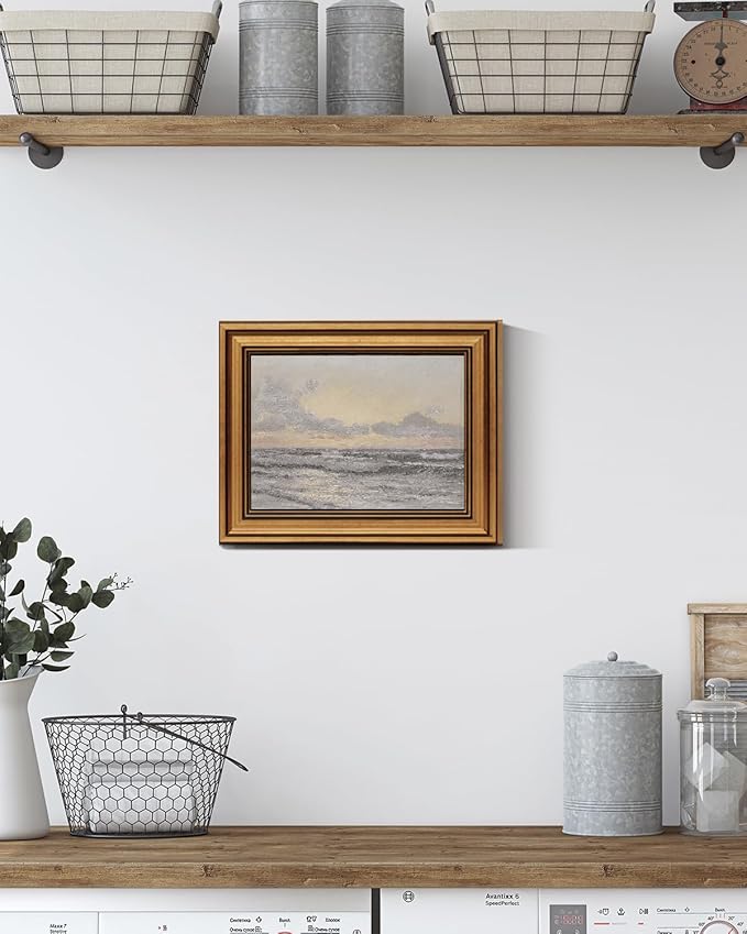 HUARCEY Gold Framed Vintage Wall Art for Living Room, Landscape Painting Prints Shelf Decor for Kitchen, Aesthetic Coastal Bedroom Wall Art, Christmas Gifts for Friends or Family ( Sea or Sky - 8"x10" )-Ruum Studio Home