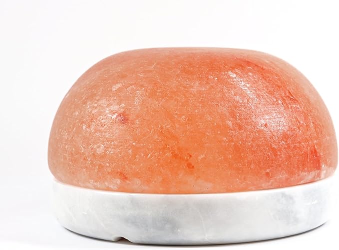 Himalayan Secrets® Salt Dome Lamp | for Warming Up Hands and Feet (9" Gray Marble Base)-Ruum Studio Home