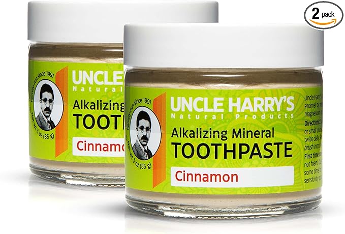 Uncle Harry's Pack of 2 Cinnamon Remineralizing Toothpaste | Natural Whitening Tooth Paste Freshens Breath & Promotes Enamel | Vegan Fluoride Free Toothpaste (2 Pack of 3oz Jars)-Ruum Studio Home