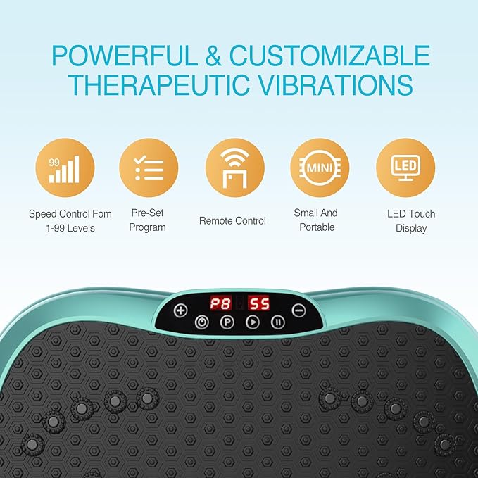 AXV Vibration Plate Exercise Machine Whole Body Workout Portable Mini Vibrate Fitness Platform Lymphatic Drainage Machine for Weight Loss Shaping Toning Wellness Home Gyms Workout (Mini)-Ruum Studio Home