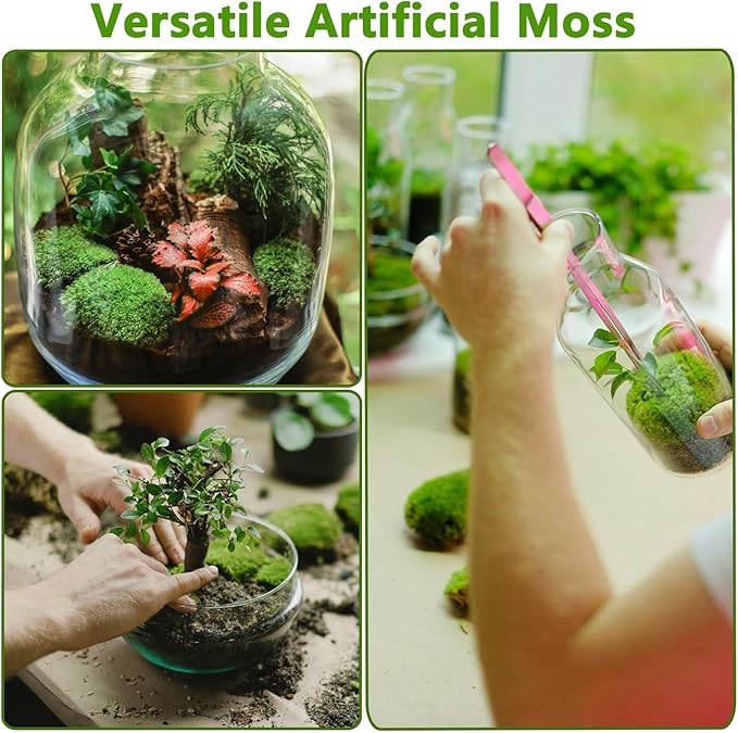 Potanro Faux Green Moss 5.3oz Artificial Fake Plant Moss Preserved Moss for Potted Plants Indoor Plants, Crafts, Planters, Bonsai Artifcial, DlY Floral Decorative Moss, Garden Wedding Decor-Ruum Studio Home