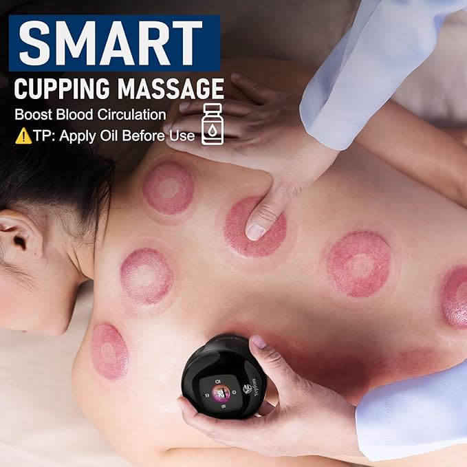 5-in-1 Smart Dynamic Cupping Set, 20 Levels Cupping Kit for Massage Therapy with Red Ligh-t Therapy&Heat Penetrates for Targeted Pain Relief, Knots, Aches, Muscle Soreness - 2Pcs(Black&Black)-Ruum Studio Home