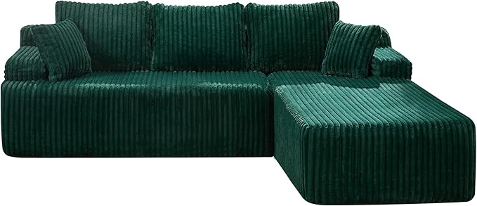 Hobestluk Modular Sectional Sofa Couches 108" L-Shape Couch 3 Seat Modular Sofa Memory Foam Sectional Couches for Living Room, Boneless Couch with Oversized Chaise (Green, Right Facing)-Ruum Studio Home