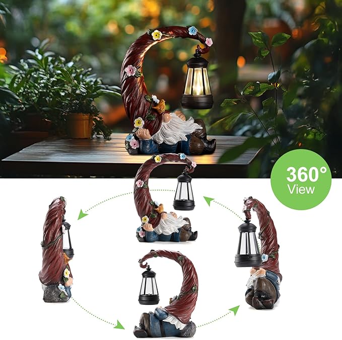 Garden Gnomes Outdoor Statues with Solar Light Funny Gnome Decor Gifts for Women Mom Gnomes Decorations for Home Patio Lawn Yard Garden Decor-Ruum Studio Home