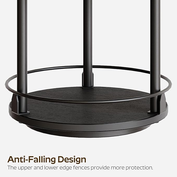 Lazy Susan Organizer, Rotating Spice Rack, 2 Tier Spice Turntable Organizer, Industrial Turntable Spice Holder, for Kitchen Countertop and Cabinet, Compact and Versatile, Black SR22BK-Ruum Studio Home