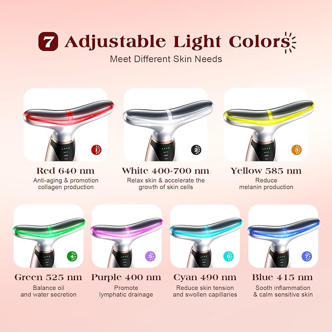Facial Massager, 7 Colors Red Light Therapy for Face and Neck, Face Lift Device with 113°F Heating Vibration for Multi Skin Care-Ruum Studio Home