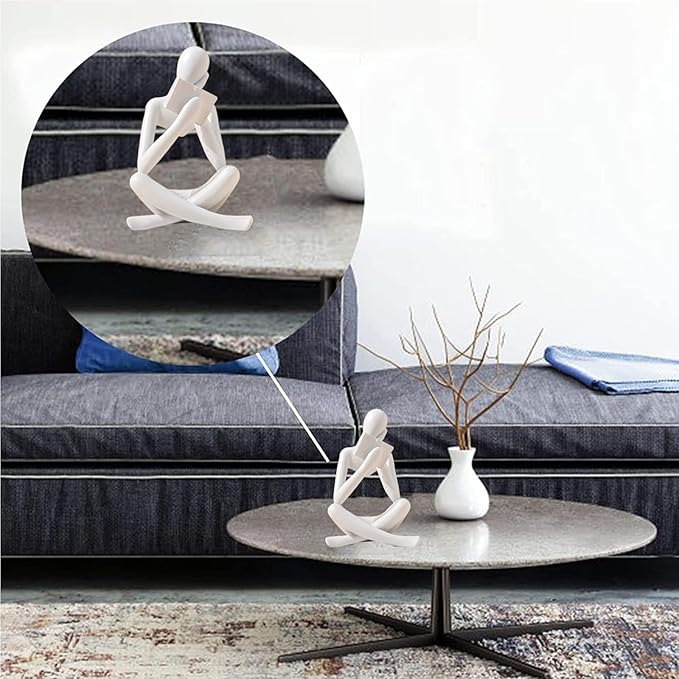 Bookshelf Decor Thinker Statue - Abstract Style Thinker Sculptures Modern Aesthetic Figurine Decoration Statues for Home Decor-Right Thinking-White-Ruum Studio Home