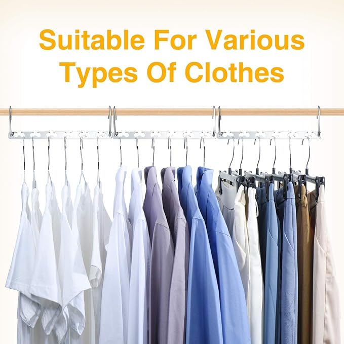 HOUSE DAY Space Saving Hangers for Clothes 4 Pack, Heavy Duty Hanger Organizer | 30 Lbs Capacity |, Metal Magic Hanger, Sturdy Multi Hangers, Closet Space Saver Closet Organizers and Storage-Ruum Studio Home