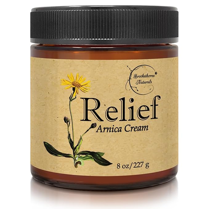 Relief Arnica Cream – Enriched with Lemongrass, Eucalyptus & Rosemary Essential Oils – All Natural Massage Lotion for Sore Muscles & Stiffness. Perfect for Massage Therapy by Brookethorne Naturals-Ruum Studio Home