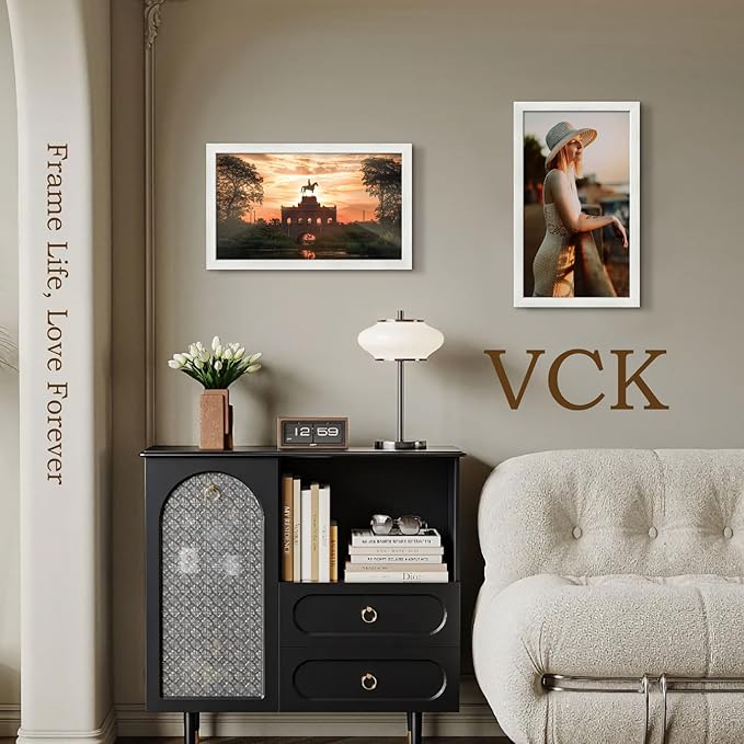 VCK 14x24 Picture Frame Set of 3, White Solid Wood Poster Frames, Textured Exclusive Wall Gallery Frame-Ruum Studio Home