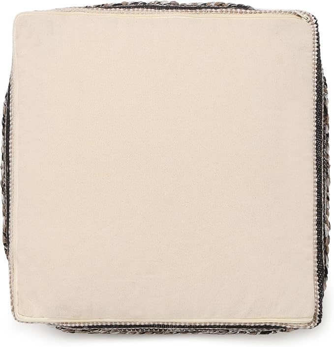 REDEARTH · Tufted Pouf Ottoman with Filler Textured Storage Cube Bean Bag Pouffe Footrest for Living Room, Bedroom, Nursery, Kidsroom; 100% Cotton (17.5"X17.5"X17.5", Diamond Virgule)-Ruum Studio Home