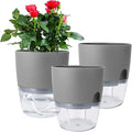 Vanavazon 6 Inch Self Watering Planter Pots for Indoor Plants, 3 Pack African Violet Pots with Wick Rope-Grey-Ruum Studio Home