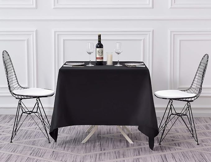 Surmente Square Tablecloth for Square or Round Tables 100% Polyester 85x85 Inch Table Cloth for Weddings, Banquets, or Restaurants (Black)-Ruum Studio Home