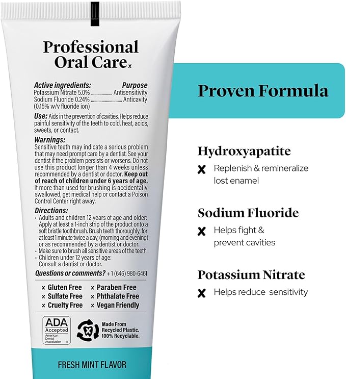 Professional Enamel Rebuilding Toothpaste - 2 Pack - Remineralizing Nano Hydroxyapatite Toothpaste with Sodium Fluoride, ADA Approved, Vegan, 2 x 4.2oz-Ruum Studio Home
