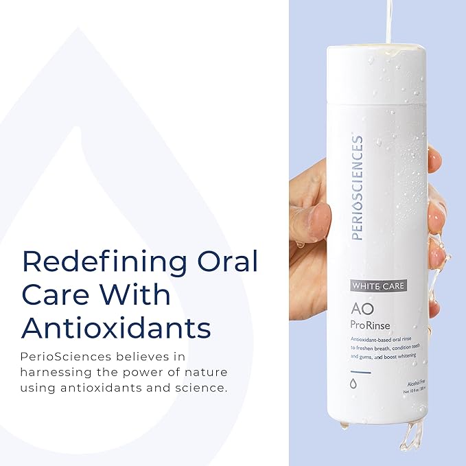 PerioSciences AO ProRinse White Care Whitening Mouthwash with Essential Oils and Antioxidants - Alcohol Free Mouthwash for Post-Whitening Enamel Protection, 10 fl oz/300ml Pack of 2-Ruum Studio Home