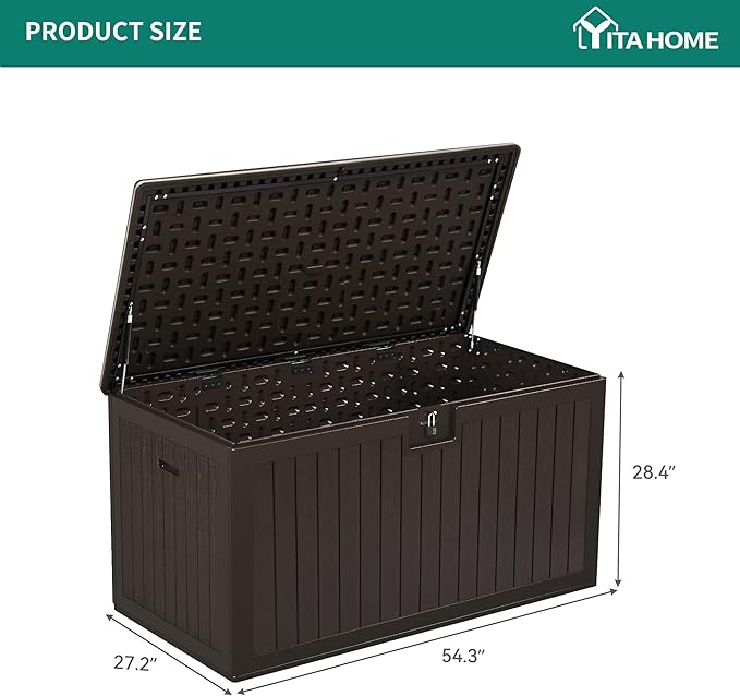 YITAHOME 150 Gallon Double-Wall Deck Box with Side Handles, Outdoor Large Storage for Patio Furniture Cushions, Garden Pool Accessories, Water Resistant & Lockable-Ruum Studio Home