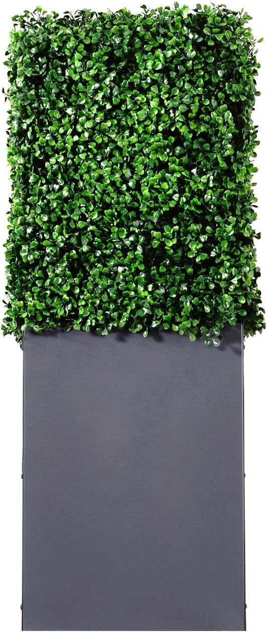AGPL Upgraded Artificial Boxwood Hedge Wall with Gray Color Planter Box (33.5" Height 48" Width 12" Deep) …-Ruum Studio Home