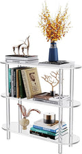 Clear Bookshelf, Acrylic Bookcase with Open Book Shelf Console Table for Entryway Office Living Room Bedroom (3 Tier Clear)-Ruum Studio Home